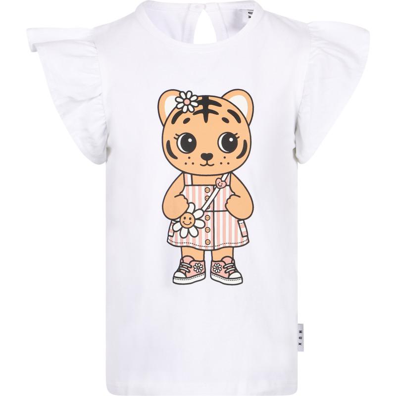 Huxbaby Flower tigresse flutter sleeves t shirt in white