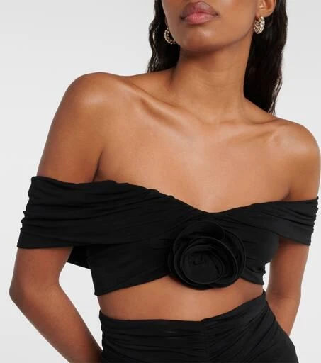 Magda Butrym Floral off-shoulder ruched crop top 4
