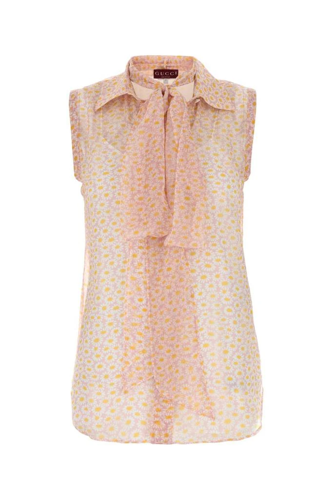 Gucci Gucci Printed Neck-Bow Sleeveless Top from Cettire