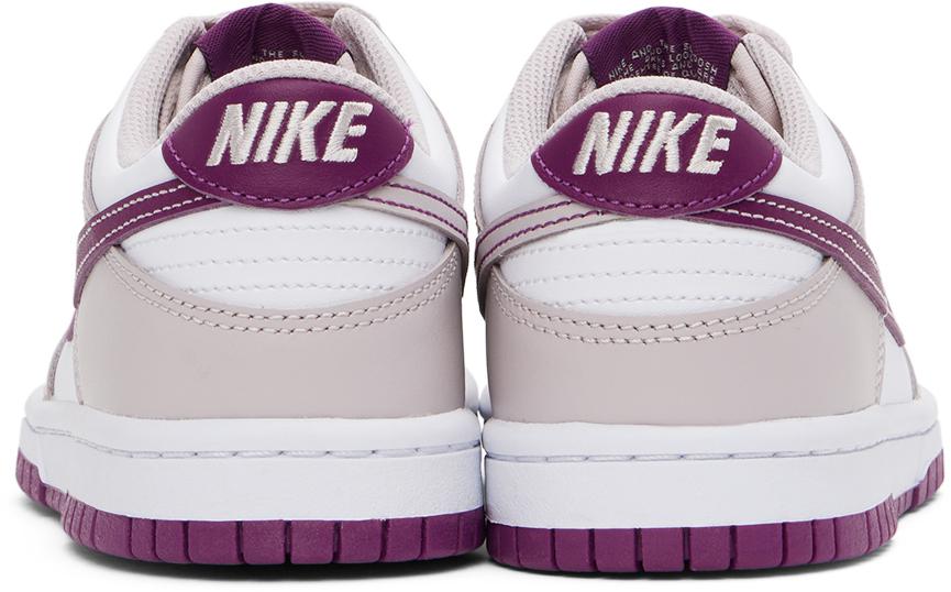 NIKE Kids Purple & White Dunk Low Big Kids Sneakers