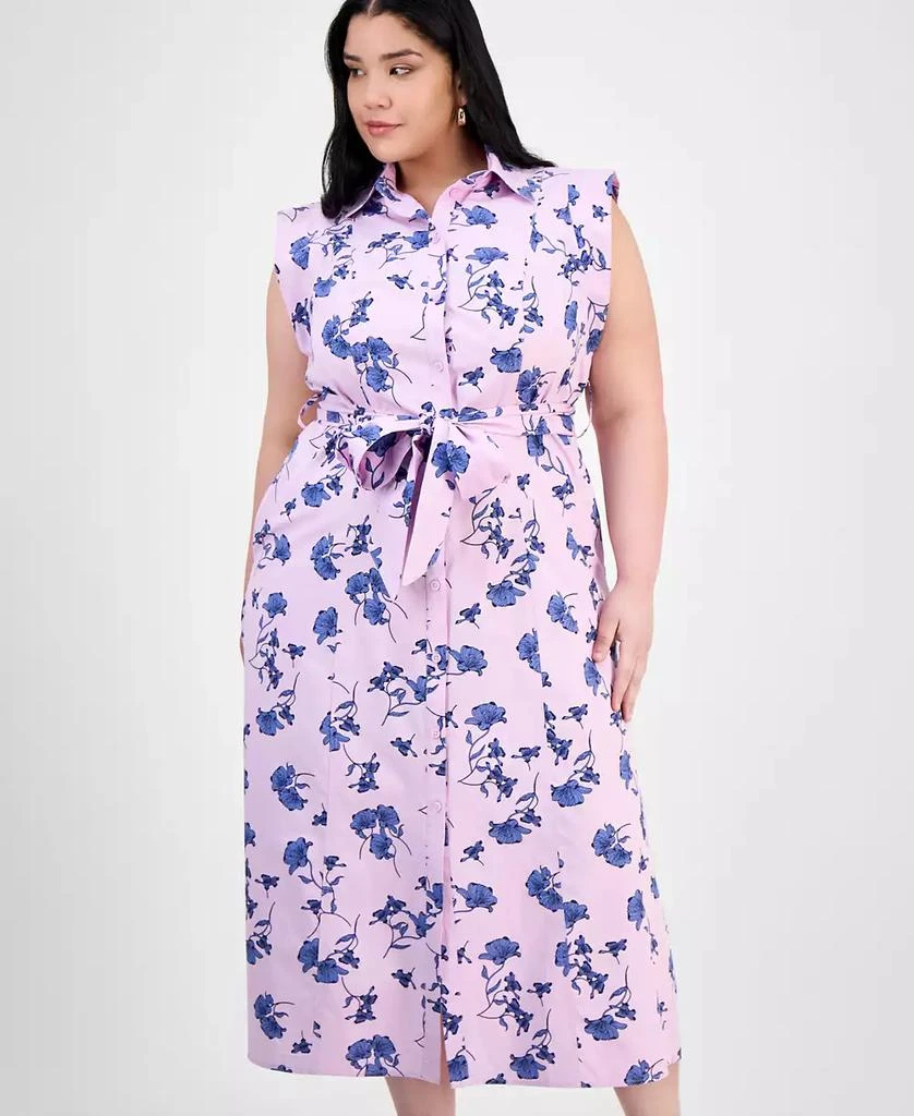 On 34th Trendy Plus Size Cotton Belted Midi Shirtdress, Exclusively at Macy's 3