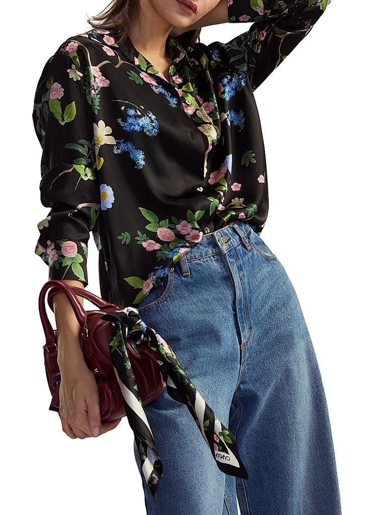 Cynthia Rowley Floral Silk Button-Front Shirt 5