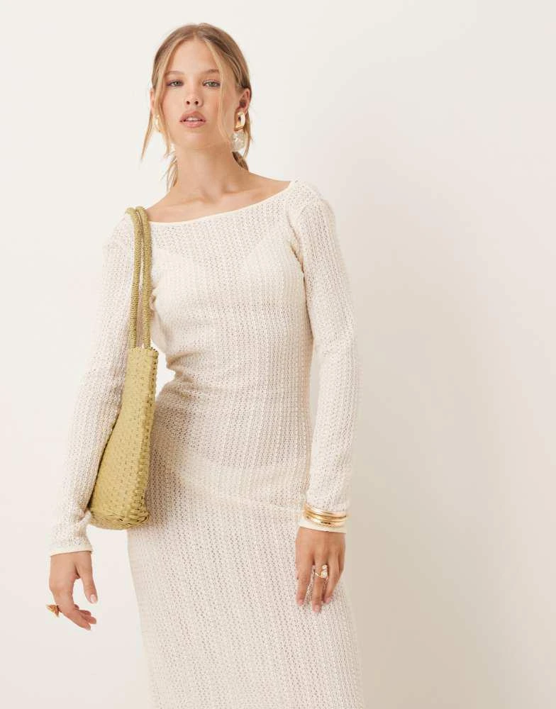 Amy Lynn backless crochet midi dress with fringe trim in cream  On Sale  Now with Up to 75% Off | Discover Exclusive Deals & Savings at BeyondStyle   Authentic Amy Lynn