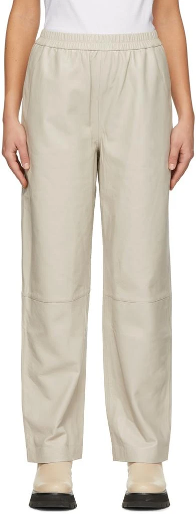 HOUSE OF DAGMAR Taupe Jane Leather Pants 1