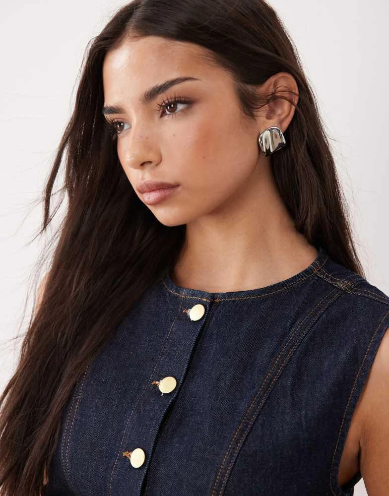 ASOS ASOS DESIGN denim long line waistcoat in indigo 3