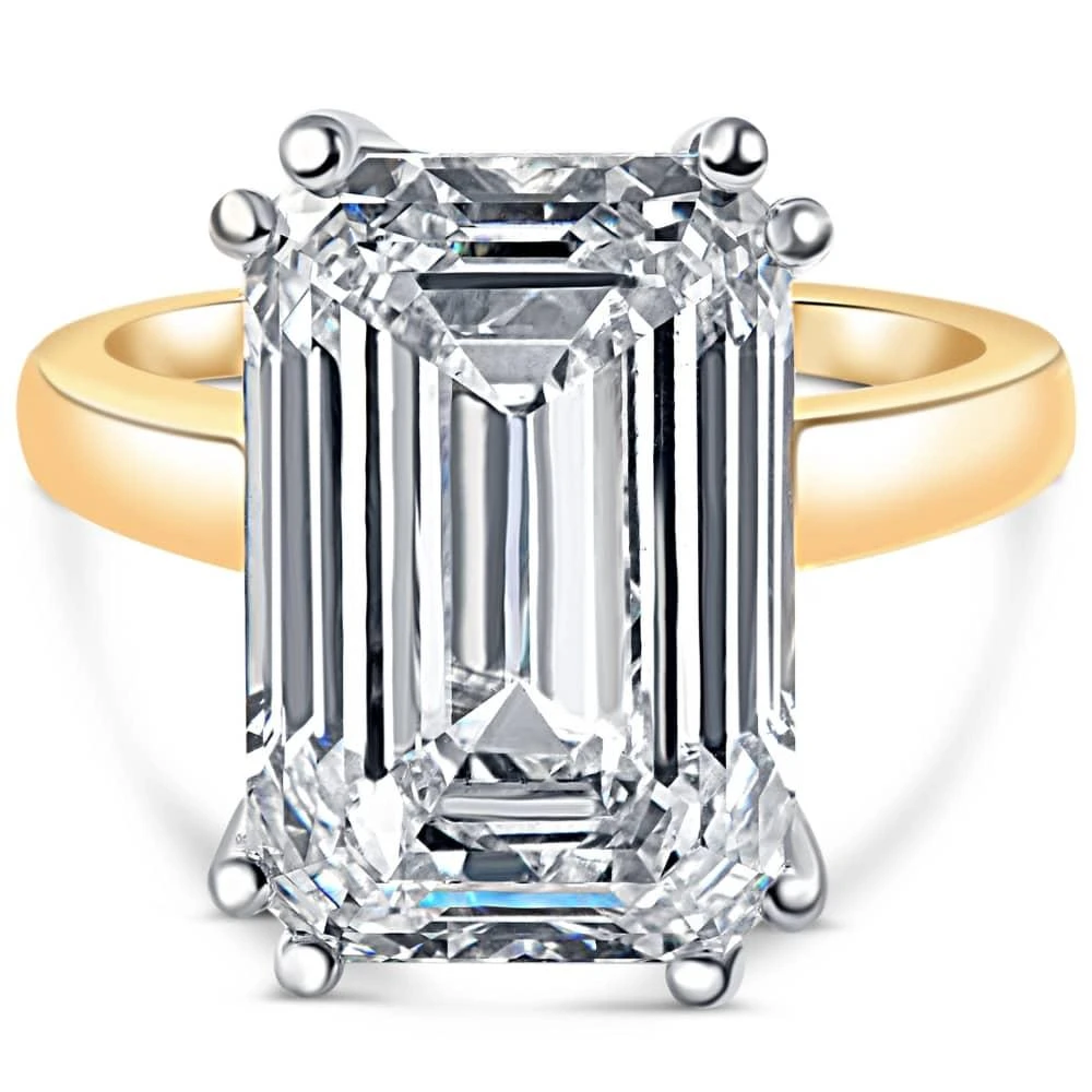 Pompeii3 Certified 10.05CT Emerald Cut Solitaire Diamond Engagement Ring 14k Gold Lab Grown Size: 7