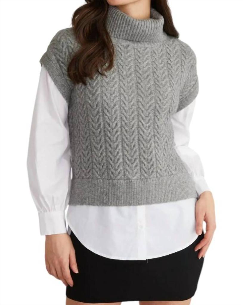 525 America 525 America - Sofia Twofer Cable Vest Tunic Sweater