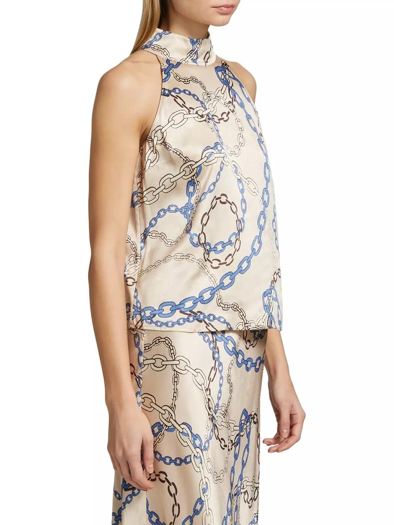 Rails Leah Chain-Print Satin Halterneck Top 4