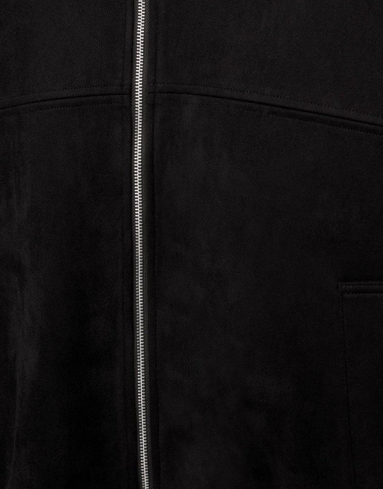 Pull&Bear Pull&Bear faux suede bomber jacket in black 3