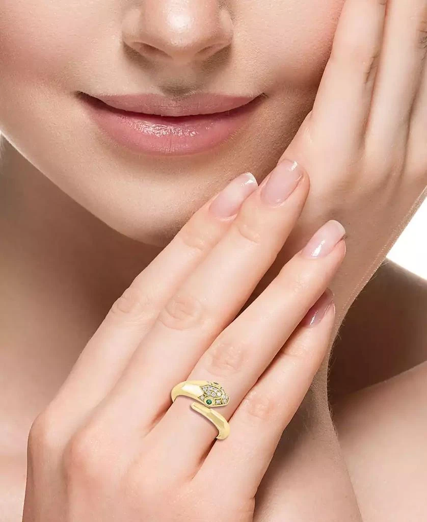 Effy EFFY® Diamond (1/8 ct. t.w.) 
Emerald (1/20 ct. t.w.) Serpent Wrap Ring in 14k Gold 2