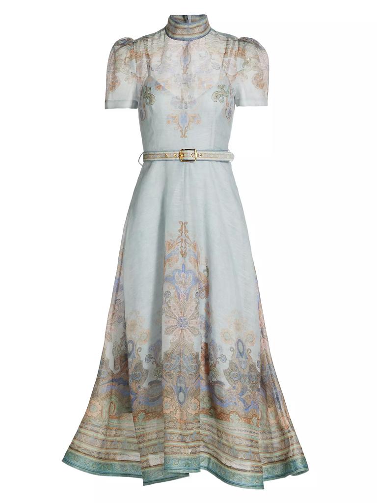 Zimmermann Eden Printed Linen & Silk Midi-Dress - Dresses