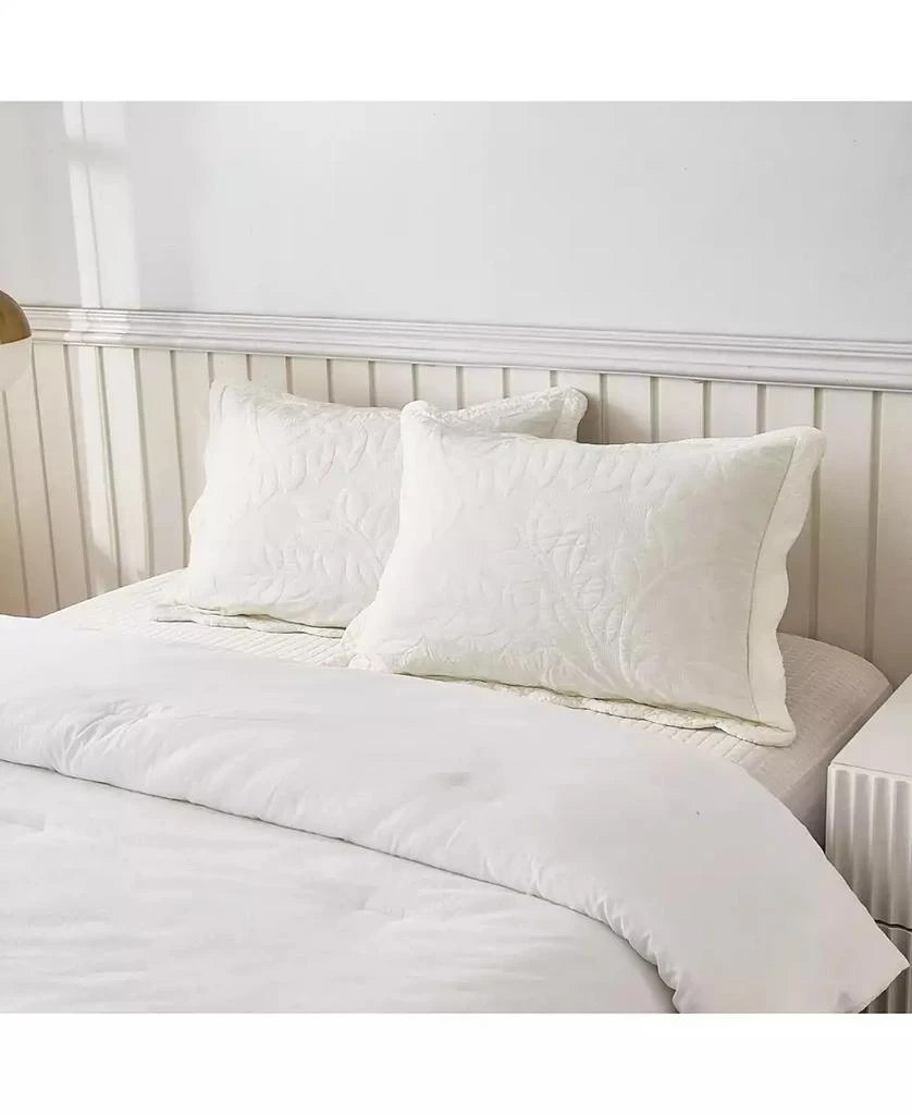 MarCielo 100% Cotton Embroidered Quilted Pillow Shams - 2