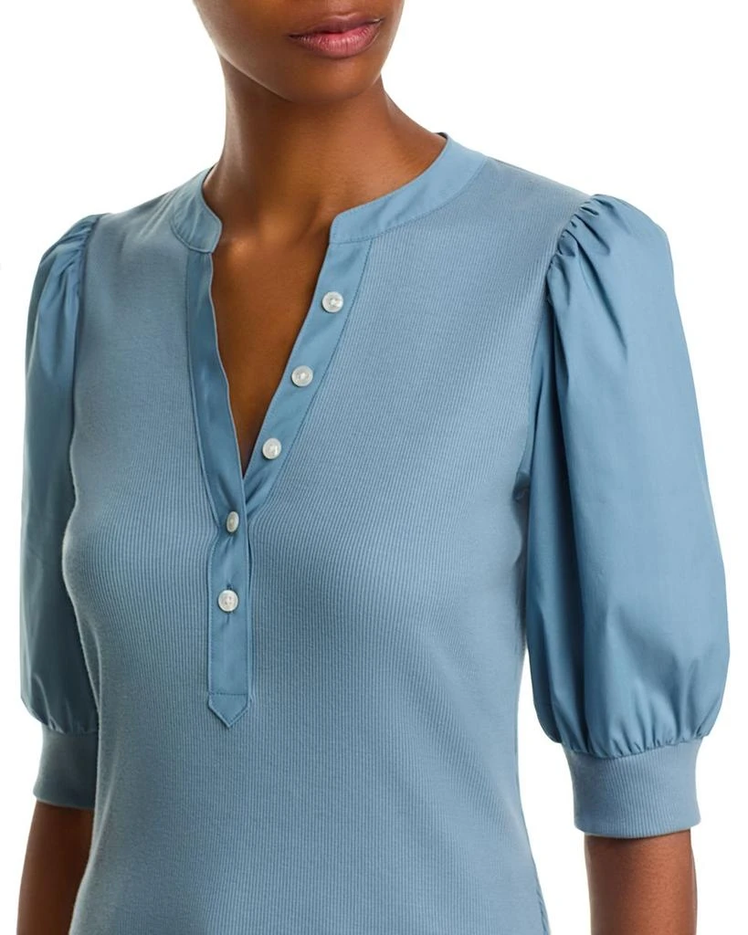 VERONICA BEARD Coralee Mixed Media Puff Sleeve Top 4