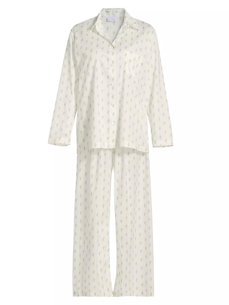 Pour Les Femmes Cactus Cotton Long-Sleeve Pajamas