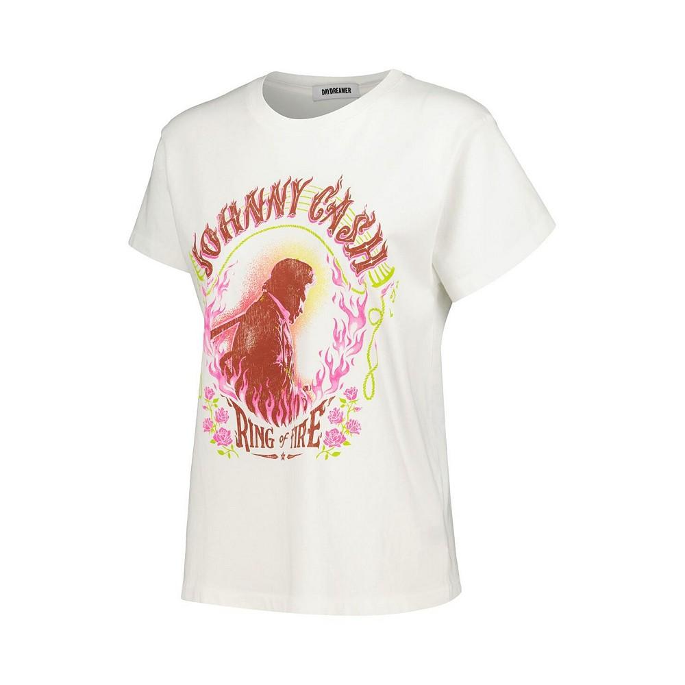 Daydreamer Women's White Johnny Cash Ring of Fire Tour T-Shirt