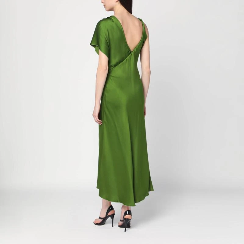 Victoria Beckham Asymmetrical draped seaweed green dress 3