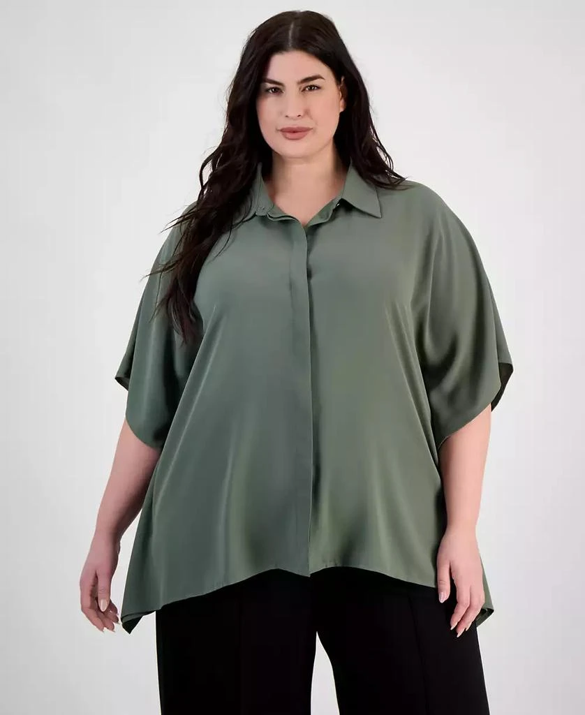 Anne Klein Plus Size Dolman-Sleeve Vented-Hem Blouse 1