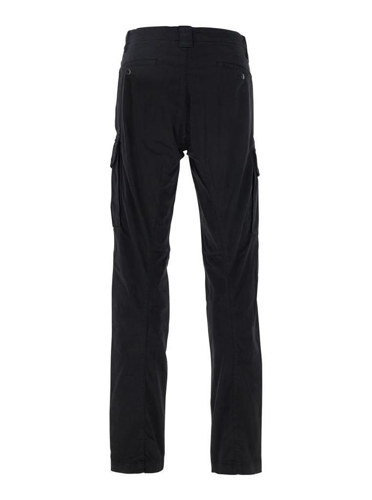 C.P. Company Black Cargo Pants With Lens Motif On The Leg In Cotton Man