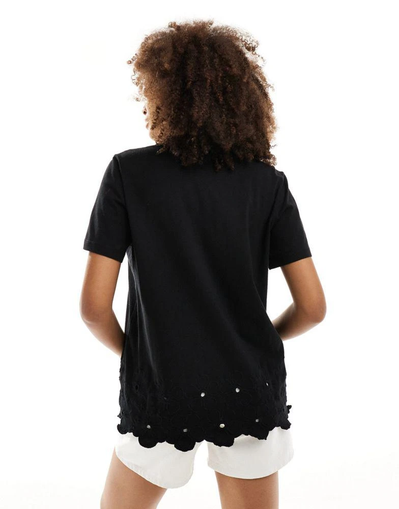 ASOS ASOS DESIGN embroidered hem t-shirt in black 4