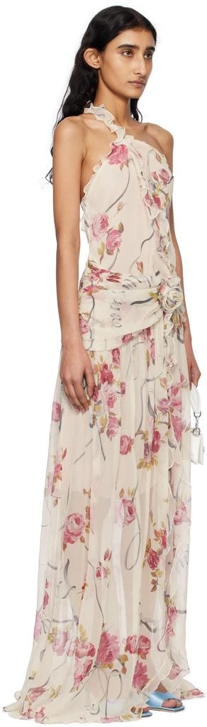 BLUMARINE Off-White & Pink One-Shoulder Creponne Maxi Dress 2