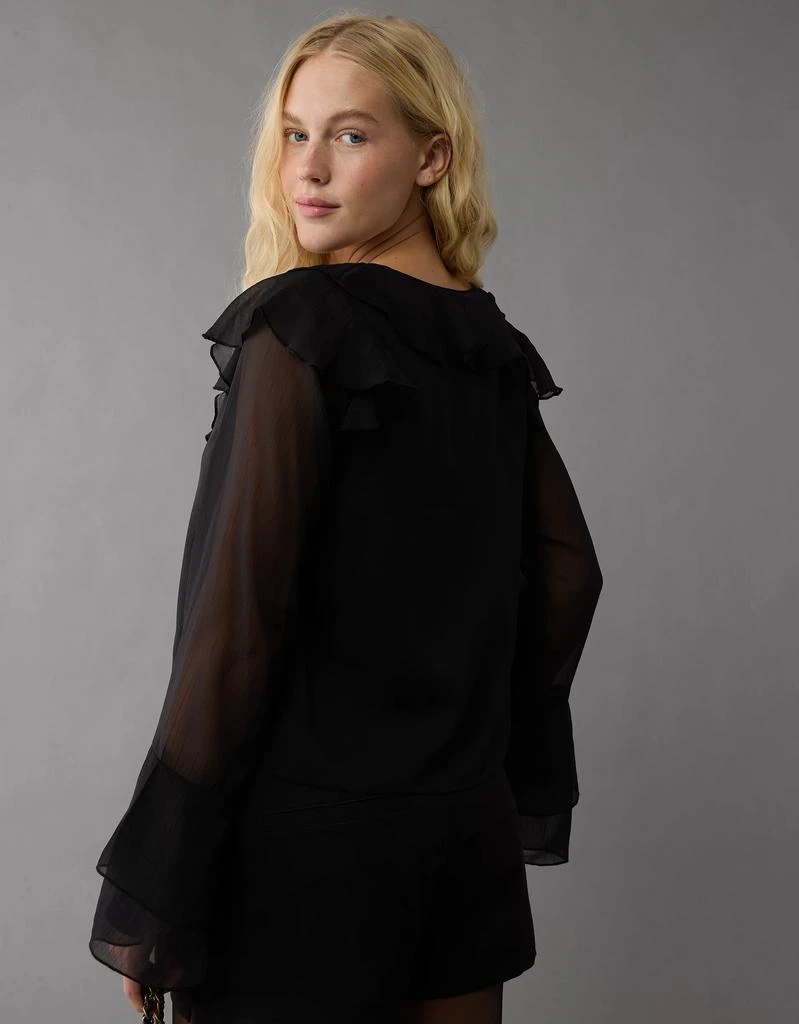 AE AE Long-Sleeve Chiffon Ruffle Blouse 2