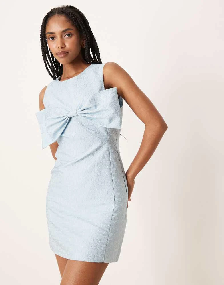 Sister Jane x ASOS bow front mini dress in pale blue