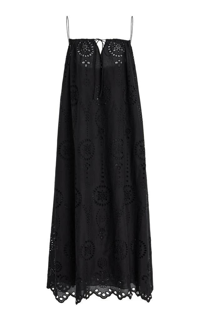 maxi dress lace sleeves Baltic Born Womens Aspen Smocked Lace Maxi Dress | Off White main image 0