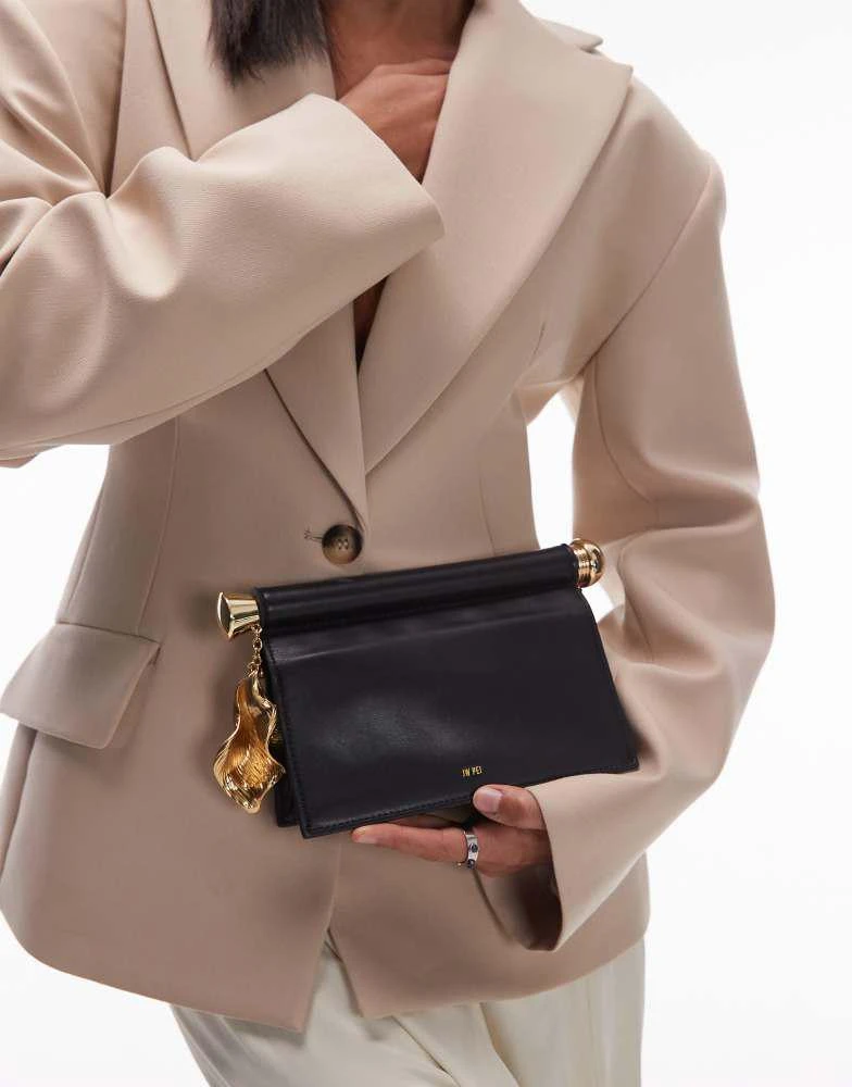 JW PEI JW PEI Holly metal pendant embellished clutch bag in black 2