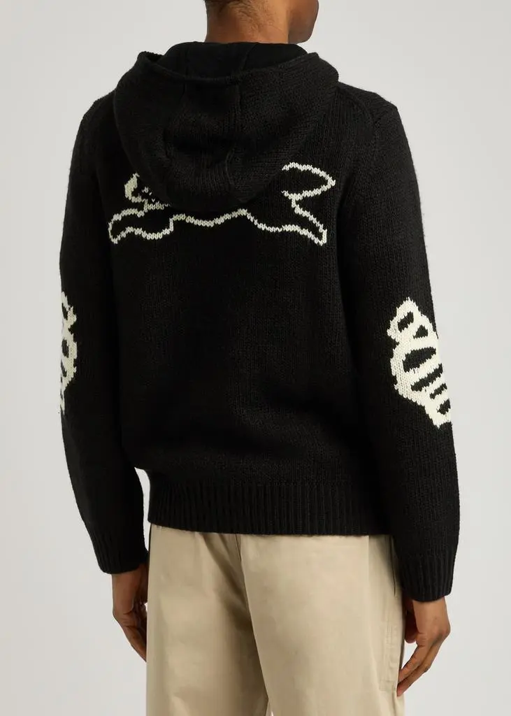 ICE CREAM Running Dog intarsia hooded knitted jumper 3
