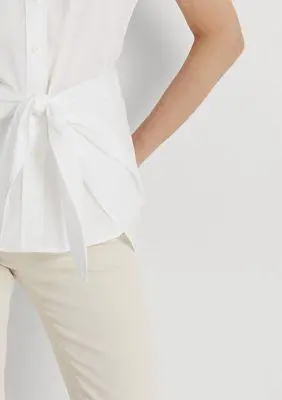 Ralph Lauren Tie Front Cotton Broadcloth Shirt 3