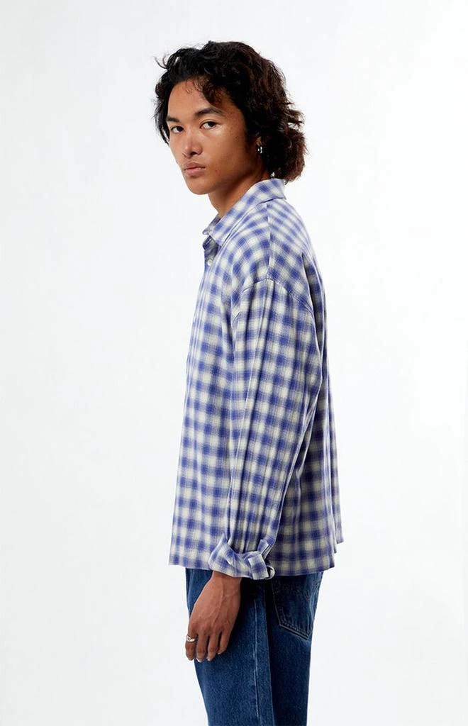 PacSun Blue Plaid Long Sleeve Button Down Shirt 3
