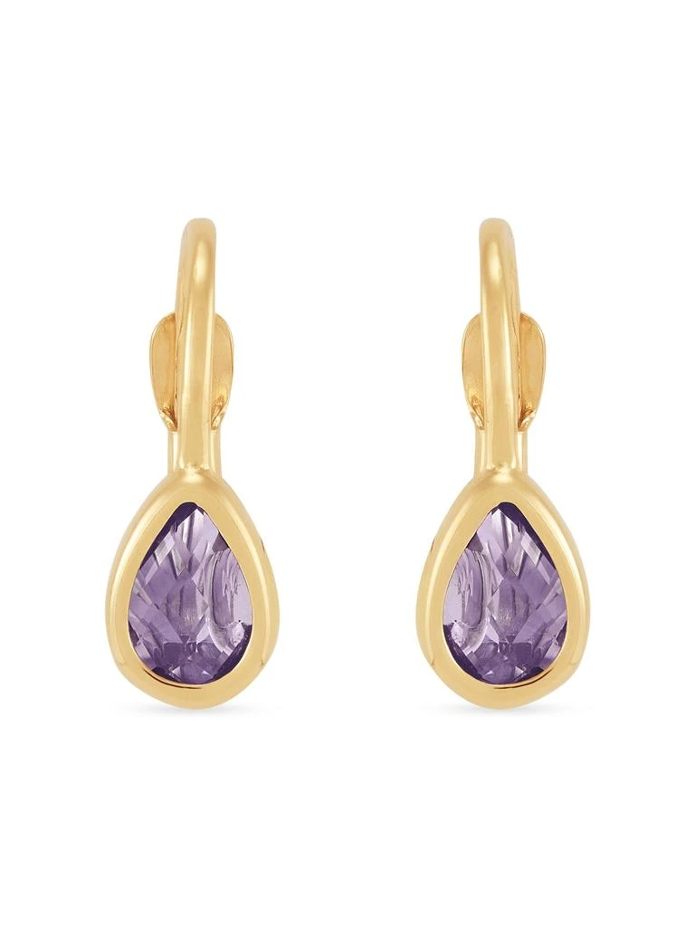 Saks Fifth Avenue 14K Yellow Gold 
Amethyst Drop Earrings 2
