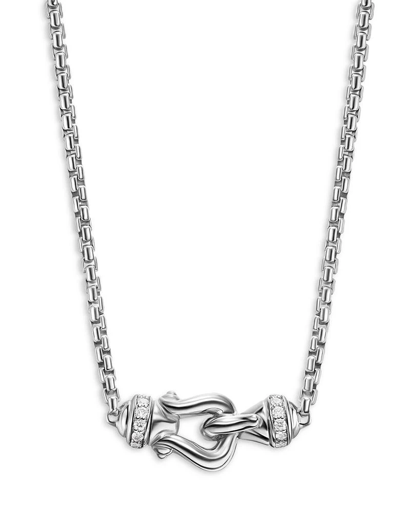 David Yurman Petite Buckle Necklace in Sterling Silver with Diamonds, 16.2mm 1