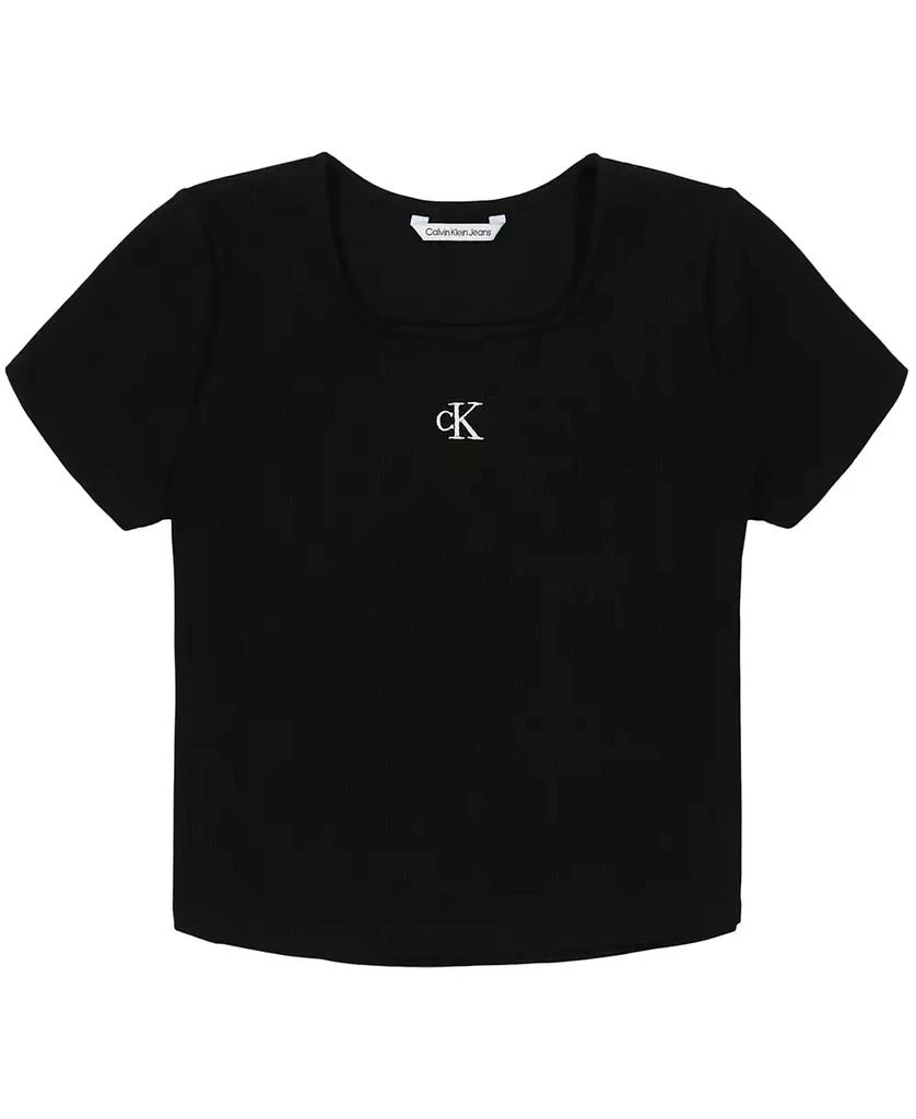 Calvin Klein Big Girls Short Sleeves Square Neck Ribbed T-shirt 1