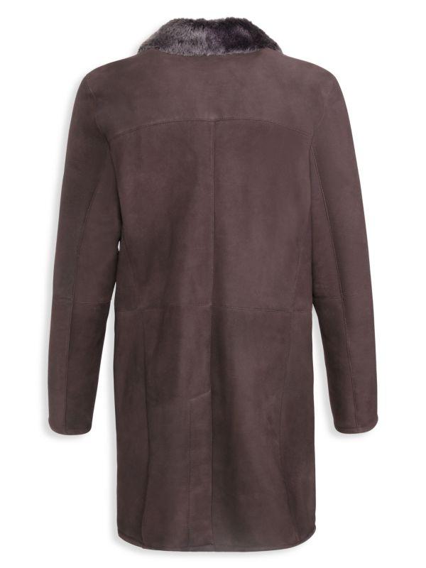 WOLFIE FURS Sheepskin Shearling Leather Trench Coat