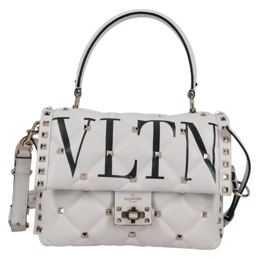Valentino Vltn Candystud Top Handle Bag Printed Leather Leather Handbag (Pre-Owned)