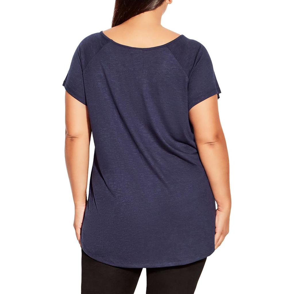 City Chic Plus Womens Slub Casual Blouse