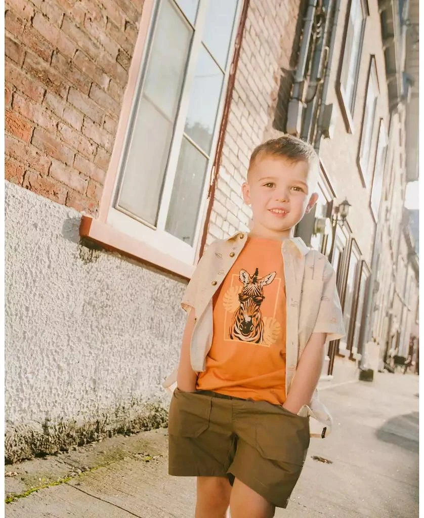 Deux par Deux Toddler Boys Parachute Shorts with Patch Pockets Beige 3