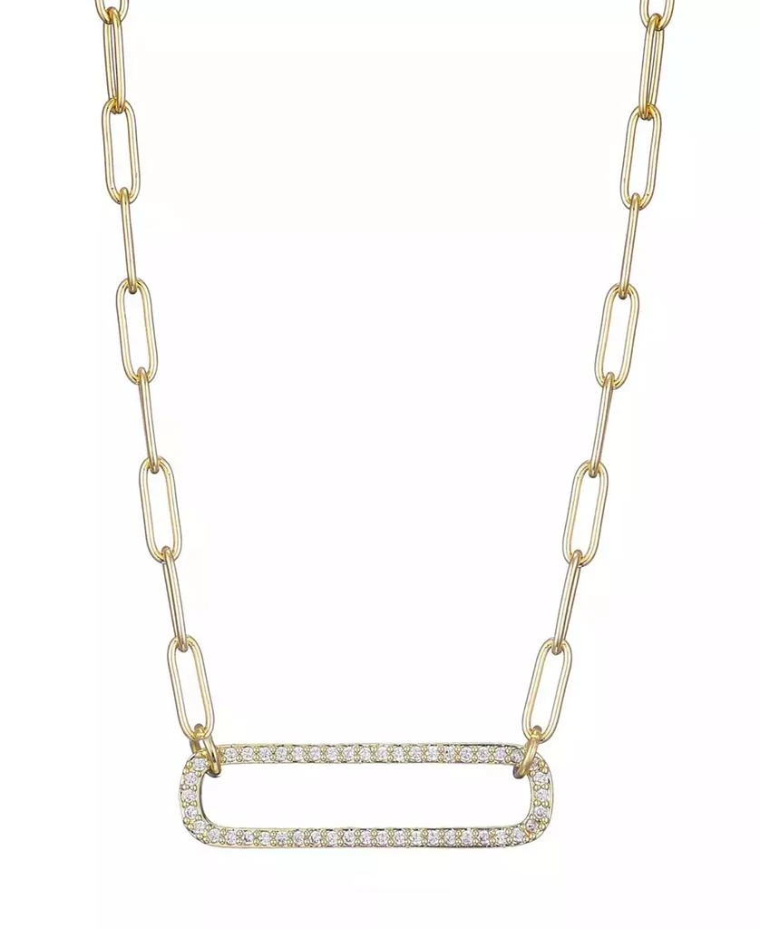 ADORNIA Gold CZ Rounded Rectangle Pendant Necklace