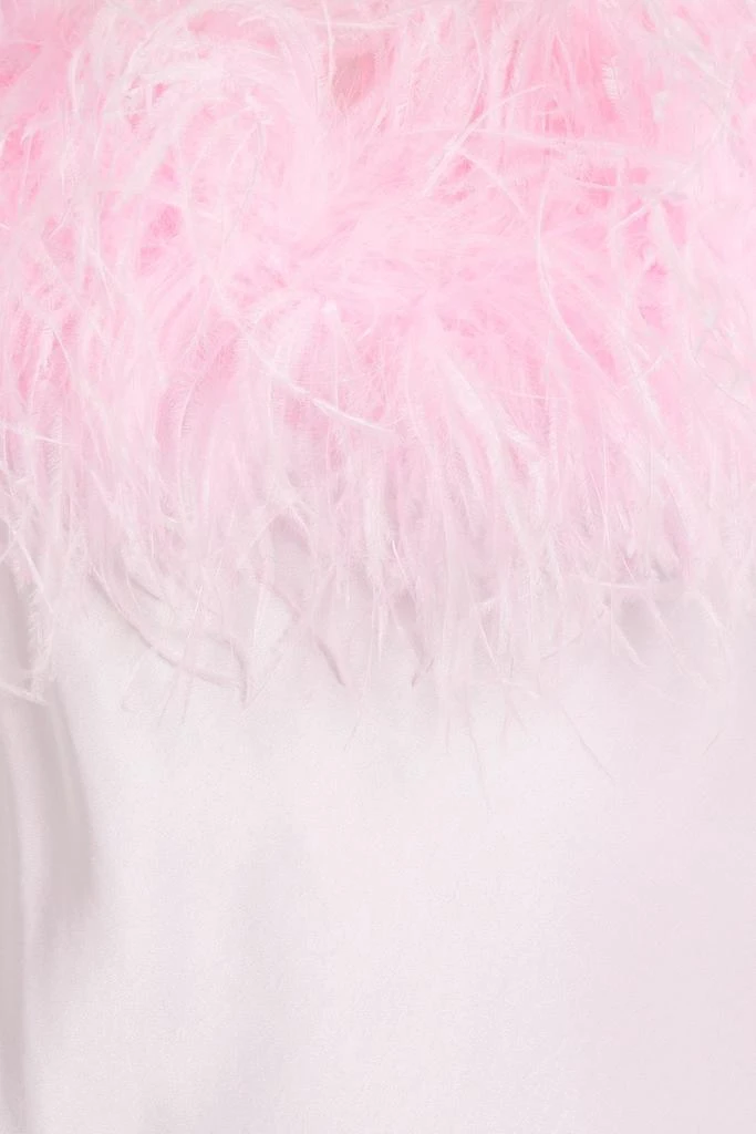 Sleeper Boheme feather-trimmed satin mini slip dress 4