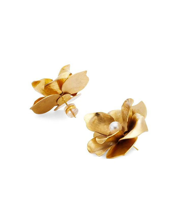 Shashi Emily Swarovski Pearl Rose Statement Stud Earrings in 14K Gold Plated 3