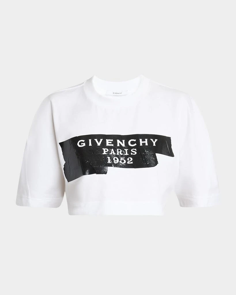 Givenchy Logo Tape Cropped Cocoon Tee - T-Shirts - Free  display picture 1