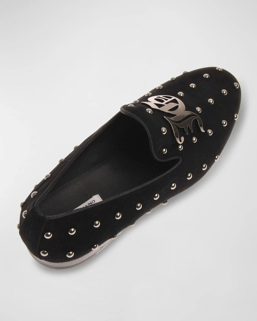 John Galliano Paris Men's Studded Monogram Suede Smoking Slippers 3