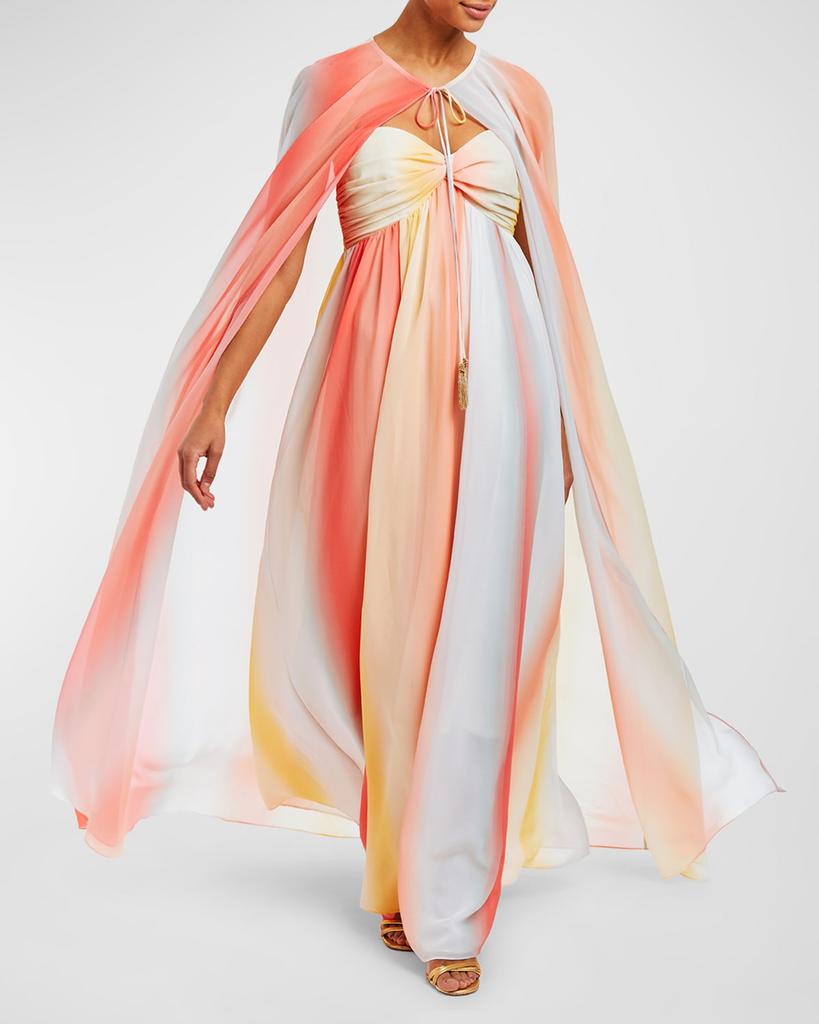 Mestiza New York Margarita Strapless Ombre Chiffon Cape & Gown