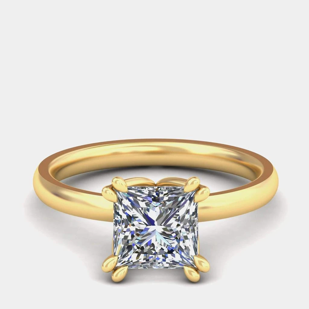 Made By Man 4.00 Ct Princess 14K Flower Basket Solitaire Ring US 5