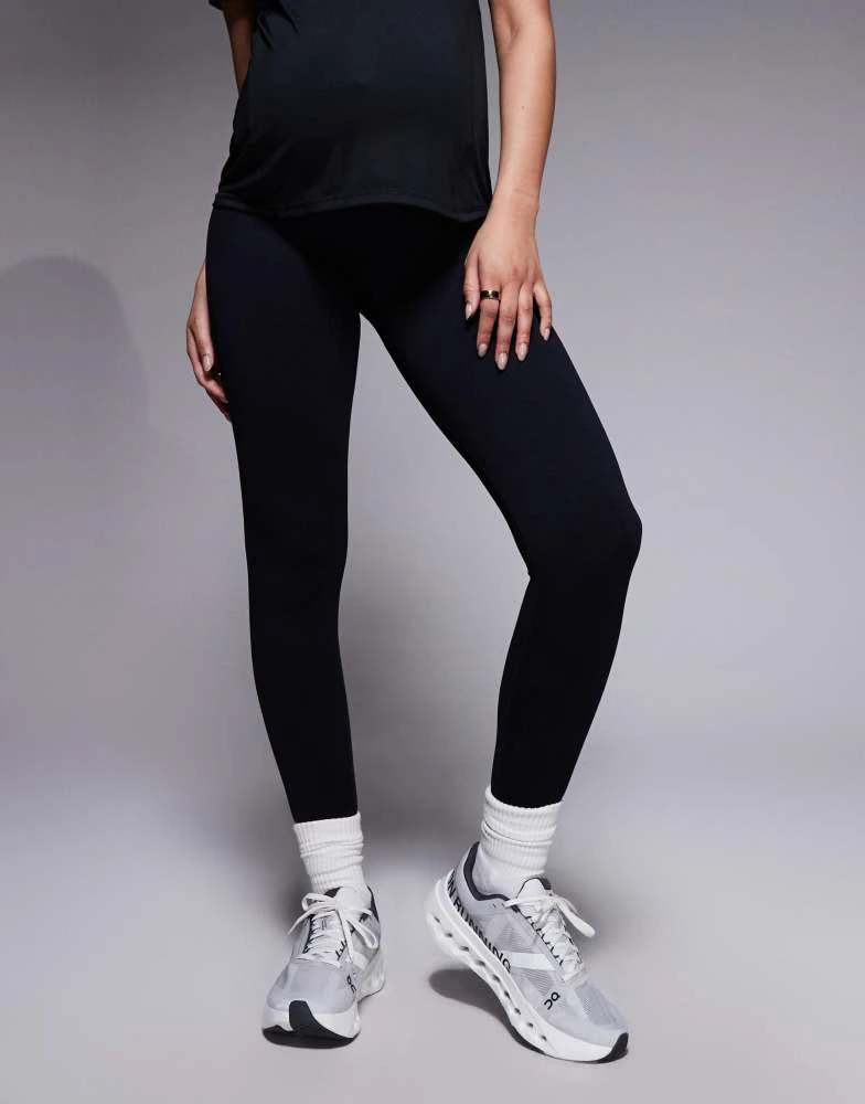 4505 4505 Maternity seamless baby rib high waist gym leggings in black 2