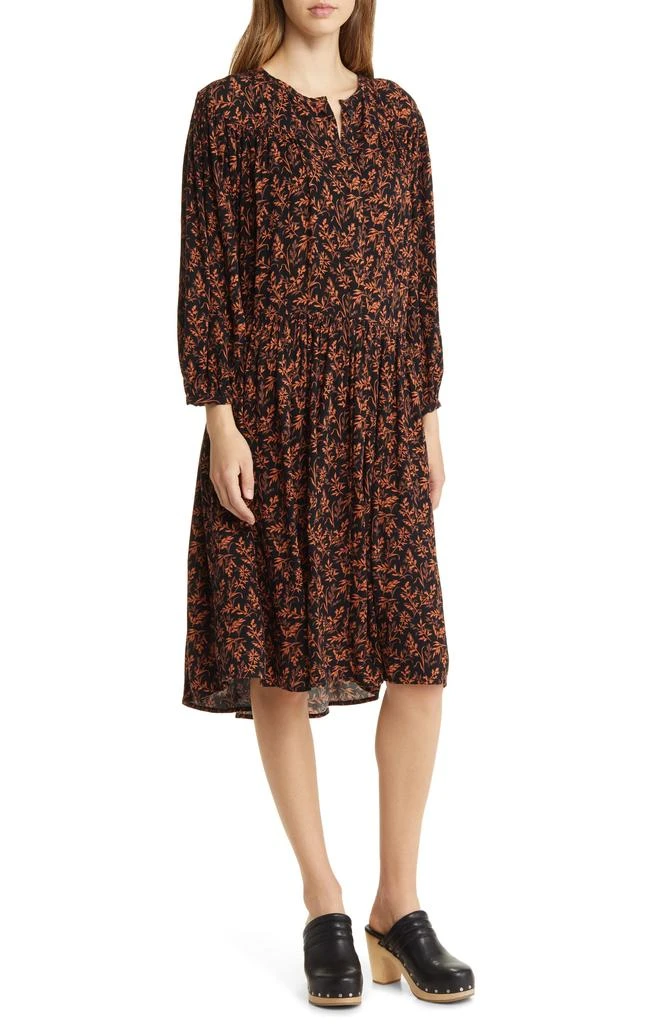 Shop Floral Gathered Yoke Long Sleeve Dress on Sale at BeyondStyle