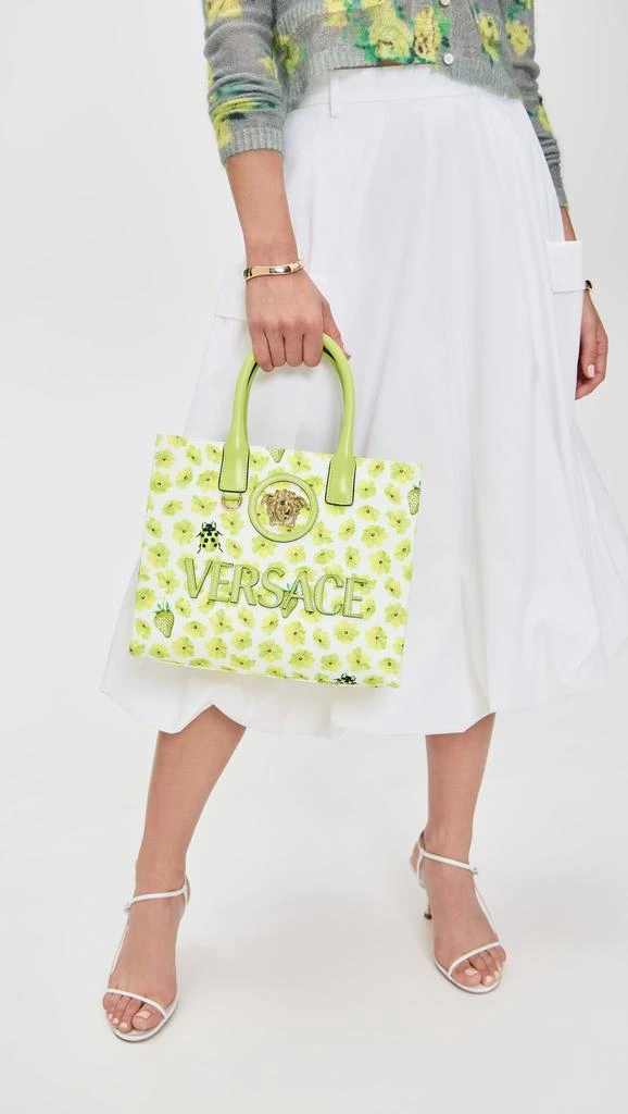 Versace Fabric and Calf Leather Small Tote 2