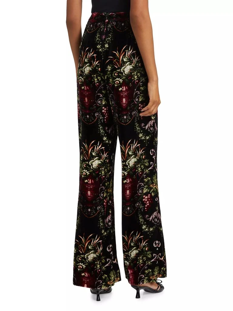 Cara Cara Firenze Floral Velvet Straight-Leg Pants 5