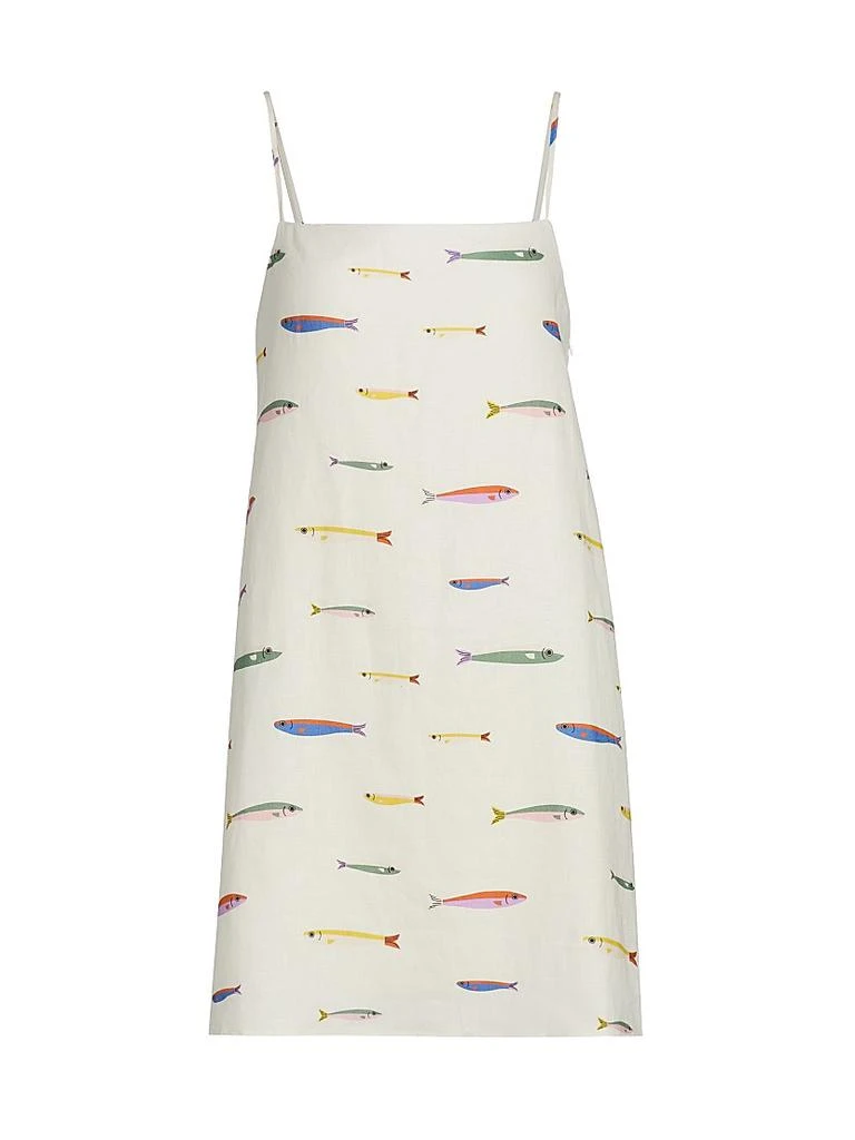 chinese dress ladies Staud LAURA LINEN MINI DRESS POP SARDINES IVORY main image 1